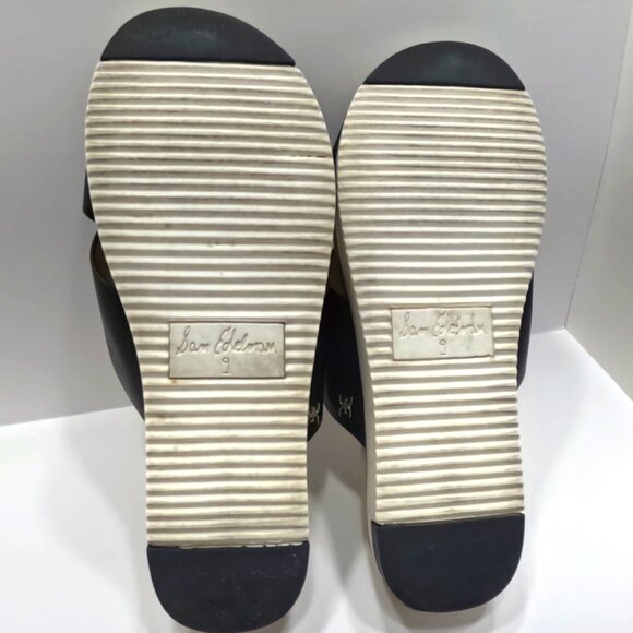 SAM EDELMAN SANDAL SLIDE FLAT WITH TOP CRISS CROSS WOMEN SIZE 9 BLACK COLOR - Picture 3 of 3